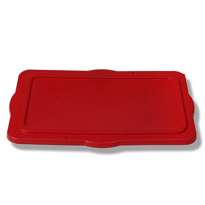 Stacking lid for plastic container, made of polyethylene, closes tightly, red.