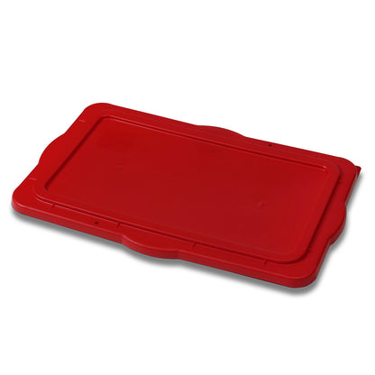 Stacking lid for plastic container, made of polyethylene, closes tightly, red.