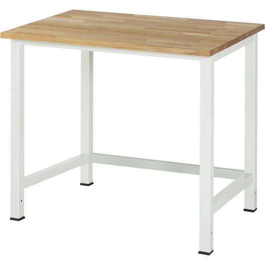 Work table for Series 900 workstation system, height 825 - 1025 mm, solid beech worktop, width 1000 mm.