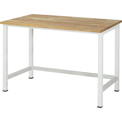 Work table for Series 900 workstation system, height 825 - 1025 mm, solid beech worktop, width 1250 mm.