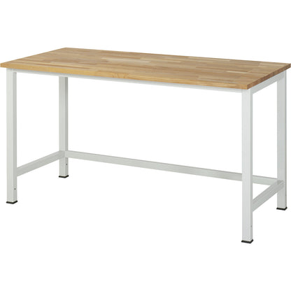 Work table for Series 900 workstation system, height 825 - 1025 mm, solid beech worktop, width 1500 mm.