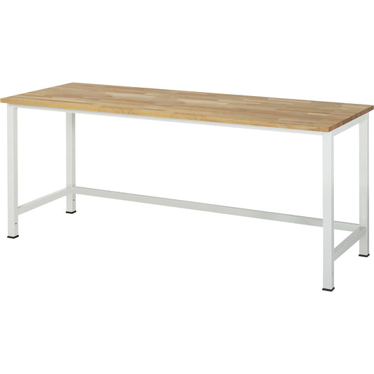 Work table for Series 900 workstation system, height 825 - 1025 mm, solid beech worktop, width 2000 mm.