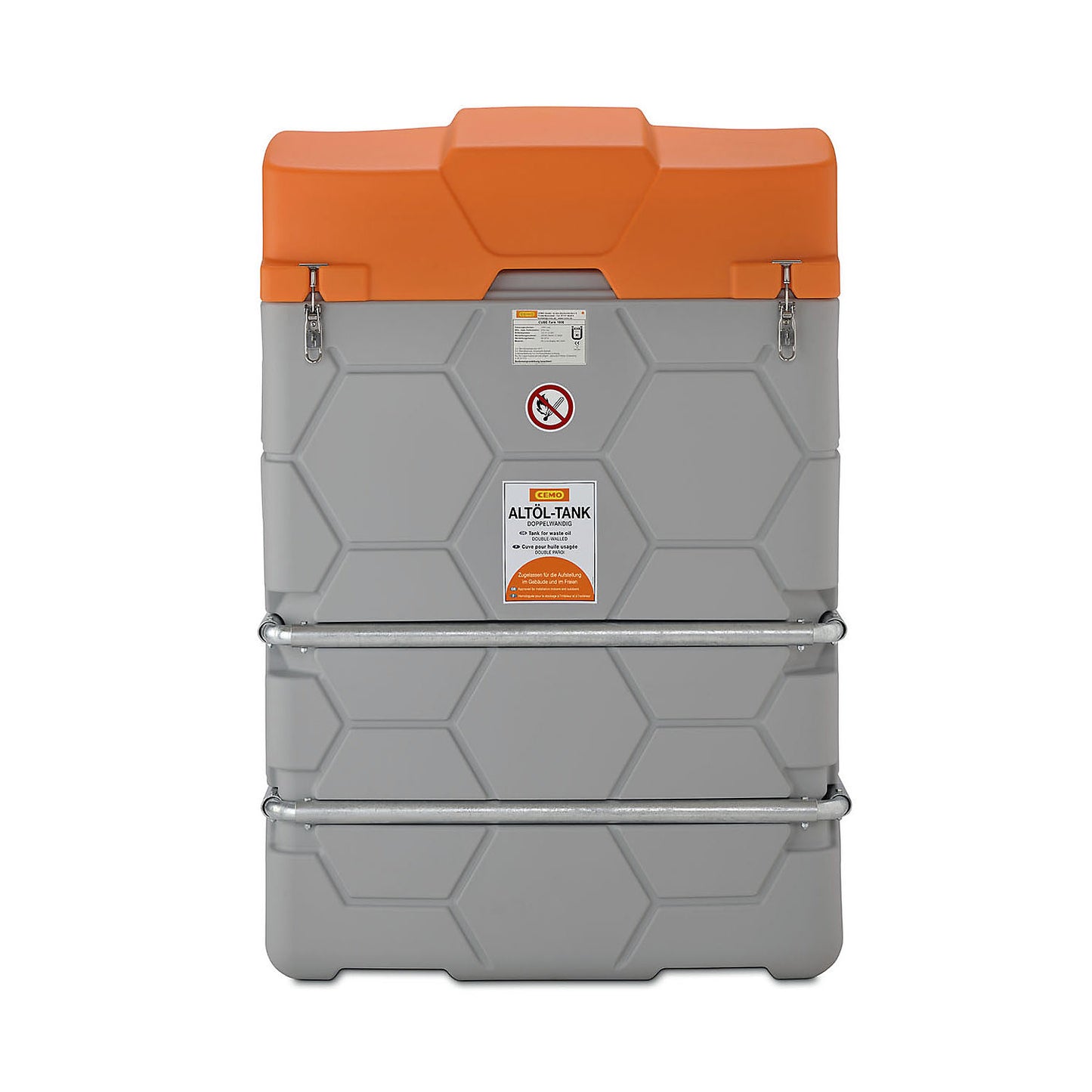 CUBE used oil tank, Outdoor Premium, with hinged lid, capacity 1000 l.