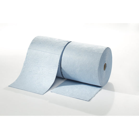 FIRST absorbent sheeting, roll of sheeting, heavy version, for oil, 400 mm x 40 m, blue, pack of 2 rolls.