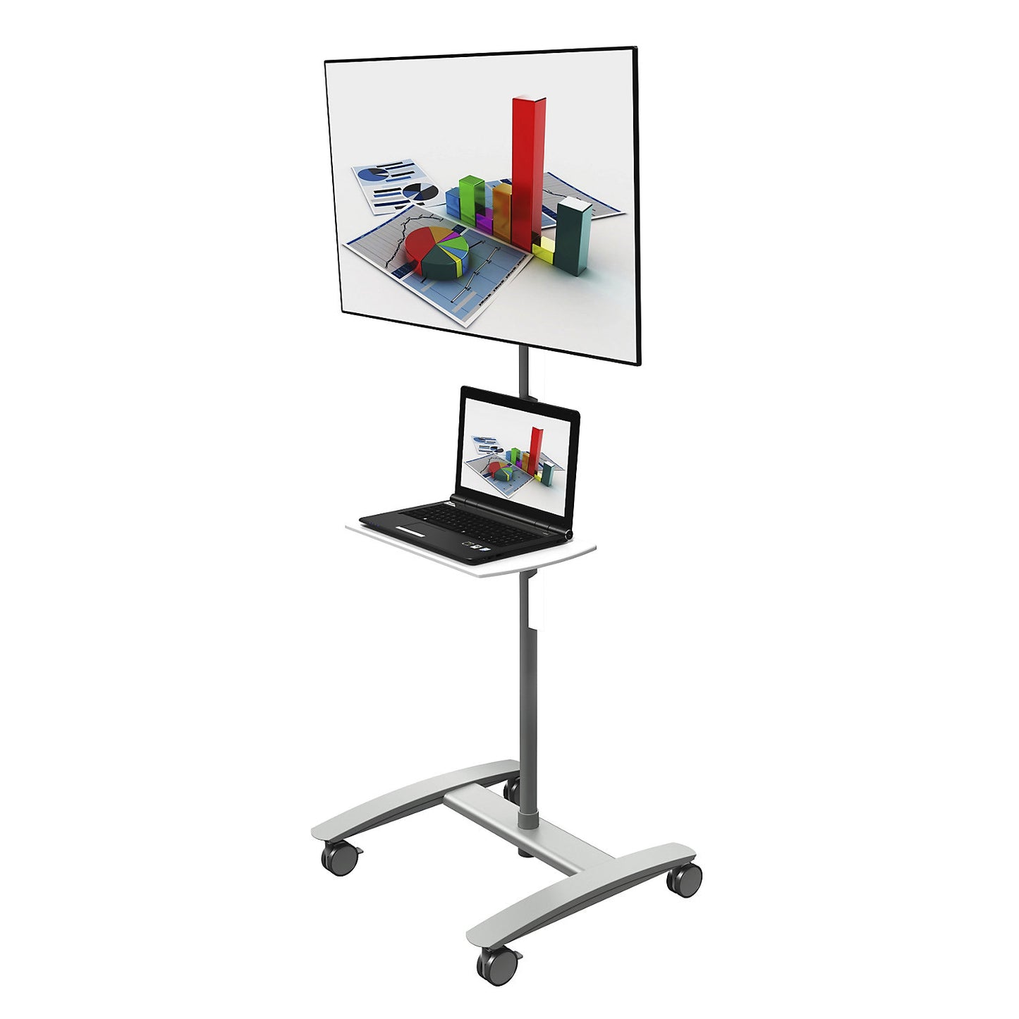 VIEWMATE COMBO AV trolley, for one monitor, silver.