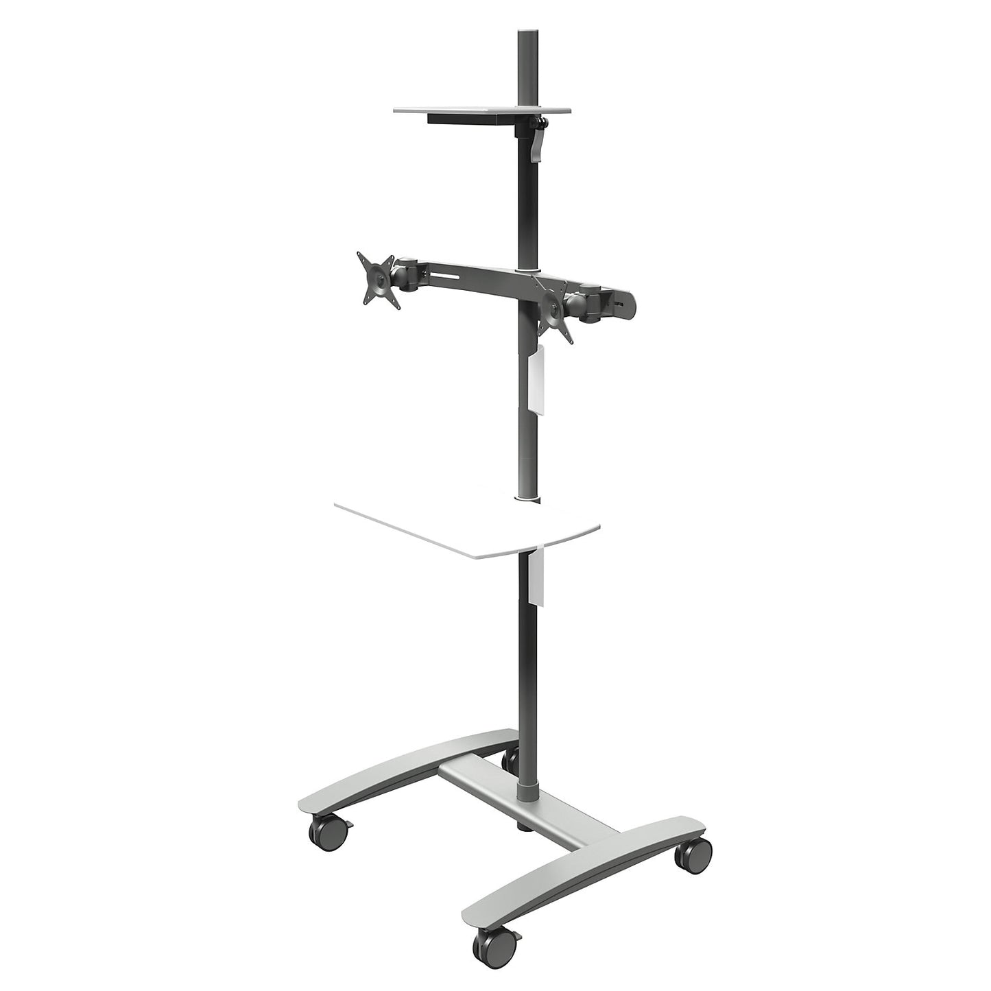 VIEWMATE COMBO conference trolley, for two monitors, silver.
