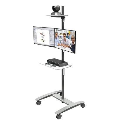 VIEWMATE COMBO conference trolley, for two monitors, silver.