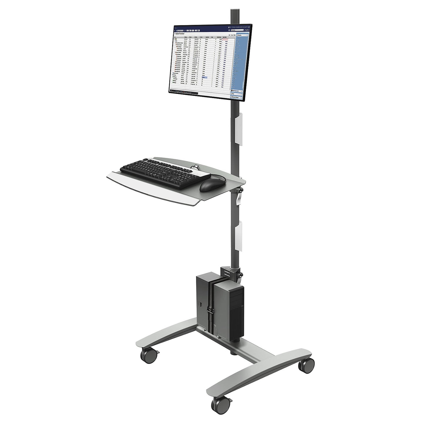 VIEWMATE COMBO data input trolley, for monitor, keyboard, small form factor PC, silver.
