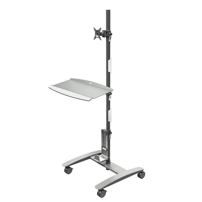 VIEWMATE COMBO data input trolley, for monitor, keyboard, small form factor PC, silver.