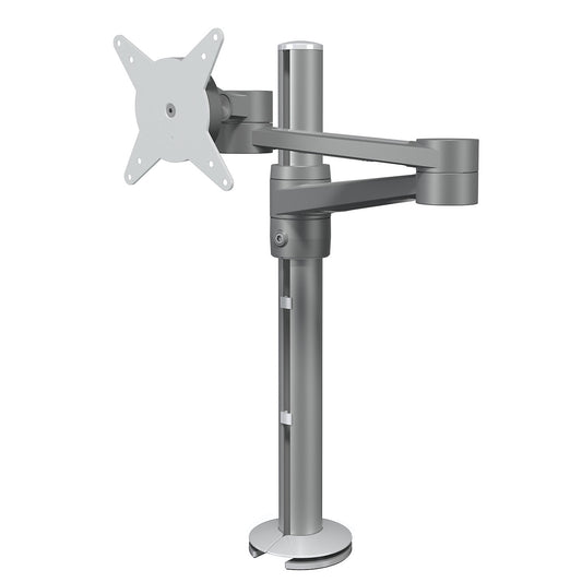 VIEWLITE monitor arm, height adjustable, two stabilising arms, silver/white.