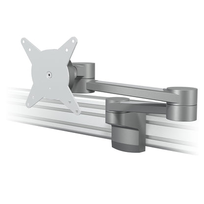 VIEWLITE monitor arm, for rail system, two stabilising arms, silver/white.
