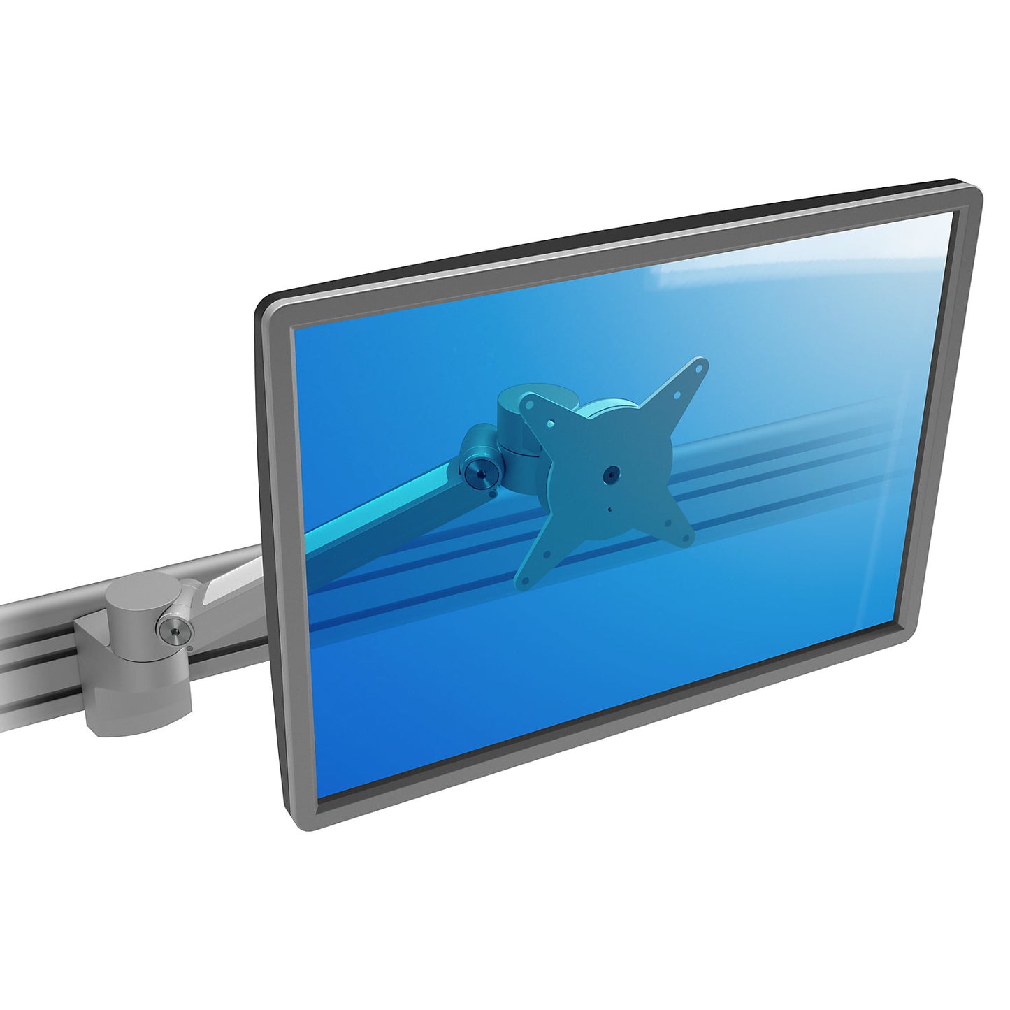 VIEWLITE PLUS monitor arm, for rail systems, silver/white.