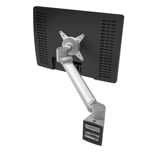 VIEWLITE PLUS monitor arm, for rail systems, silver/white.