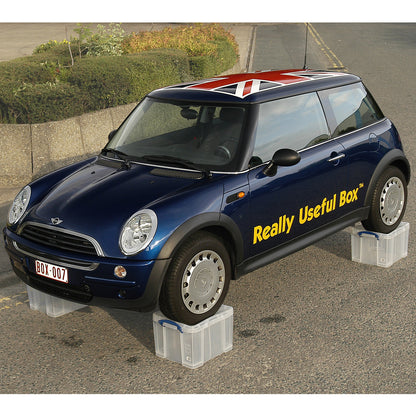REALLY USEFUL stacking container, with lid, capacity 24 l, LxWxH 465 x 270 x 290 mm, pack of 2.