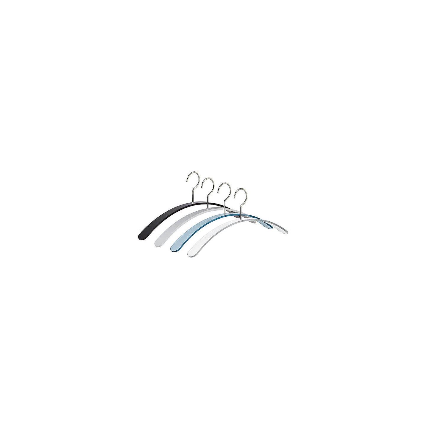 CURVE designer coat hanger, acrylic, pack of 4, transparent.