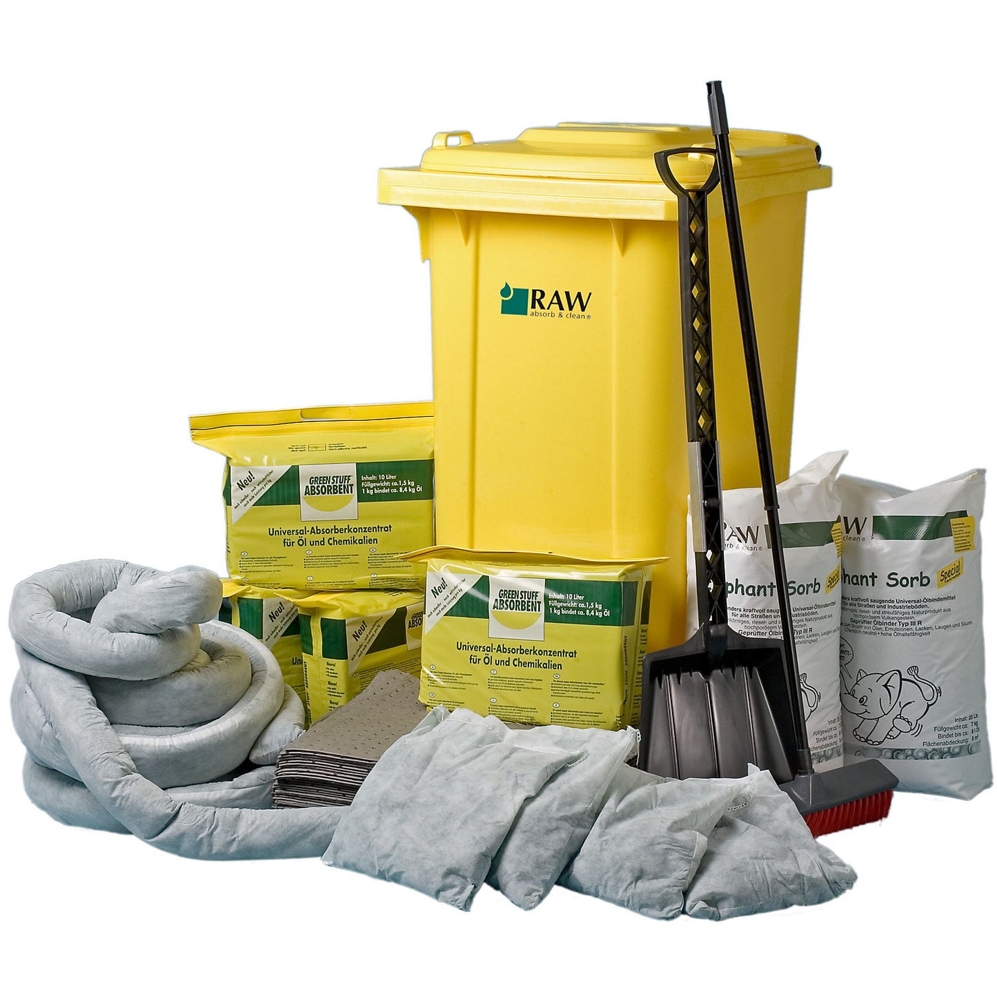 Spillage emergency bin, fleece socks, fleece cushions, HxWxD 1070 x 580 x 730 mm.