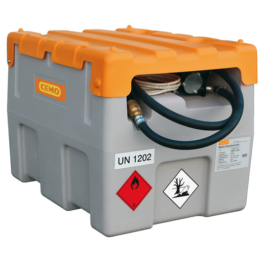 DT-Mobile Easy diesel filling system, capacity 200 l, with 12 V electric pump, 40 l/min, automatic pump pistol and hinged lid.