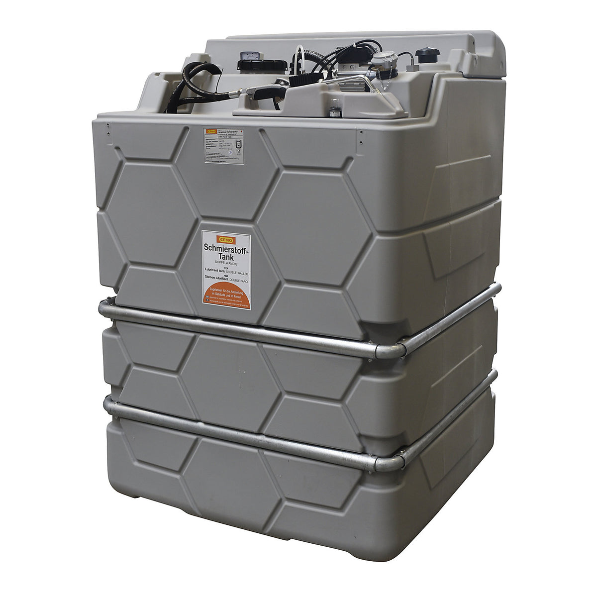 CUBE lubricant tank, Indoor, without hinged lid, capacity 1000 l, Basic.