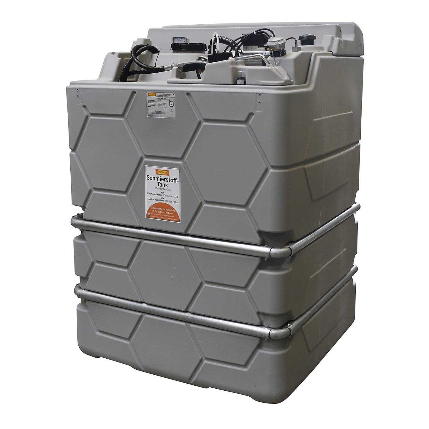 CUBE lubricant tank, Indoor, without hinged lid, capacity 1500 l, Basic.