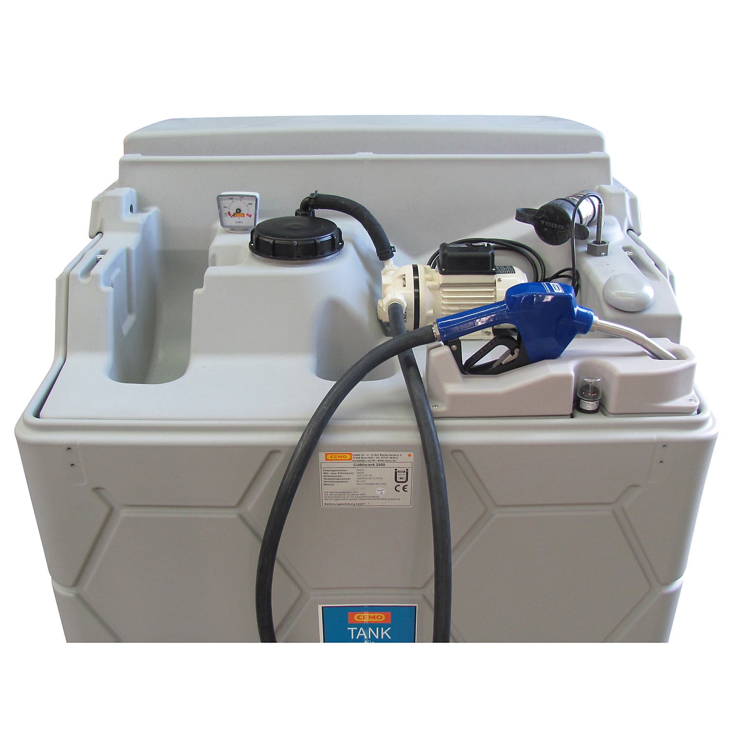 CUBE tank for AUS 32 (AdBlue®), Indoor Basic, without hinged lid, height 1740 mm, capacity 2500 l.