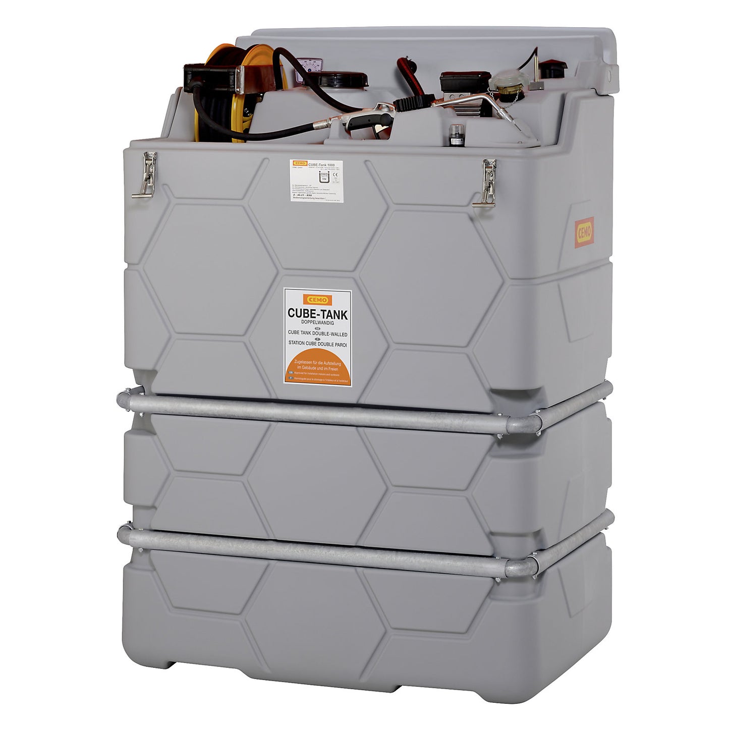 CUBE lubricant tank, Indoor, without hinged lid, capacity 1000 l, Premium.