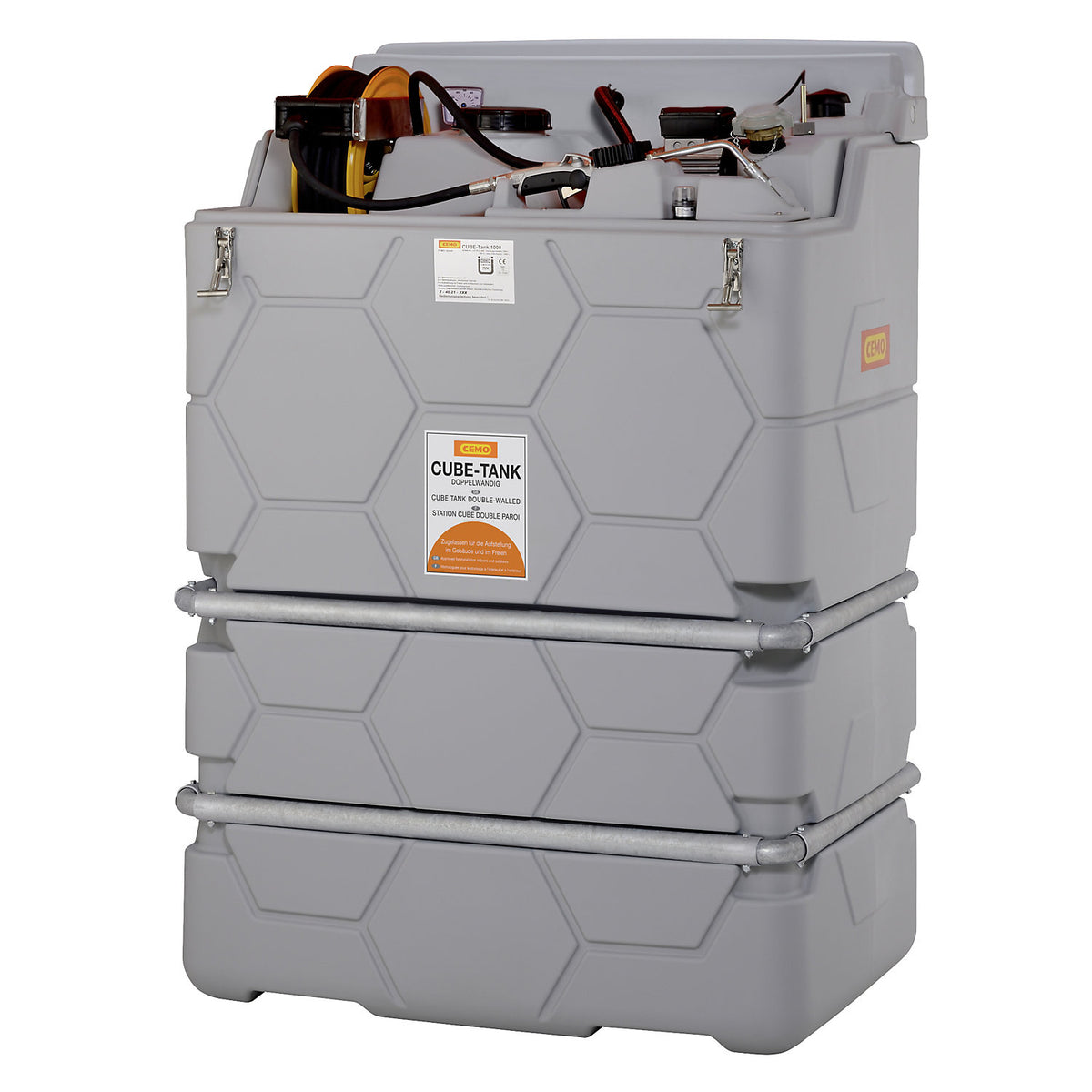 CUBE lubricant tank, Indoor, without hinged lid, capacity 1000 l, Premium.