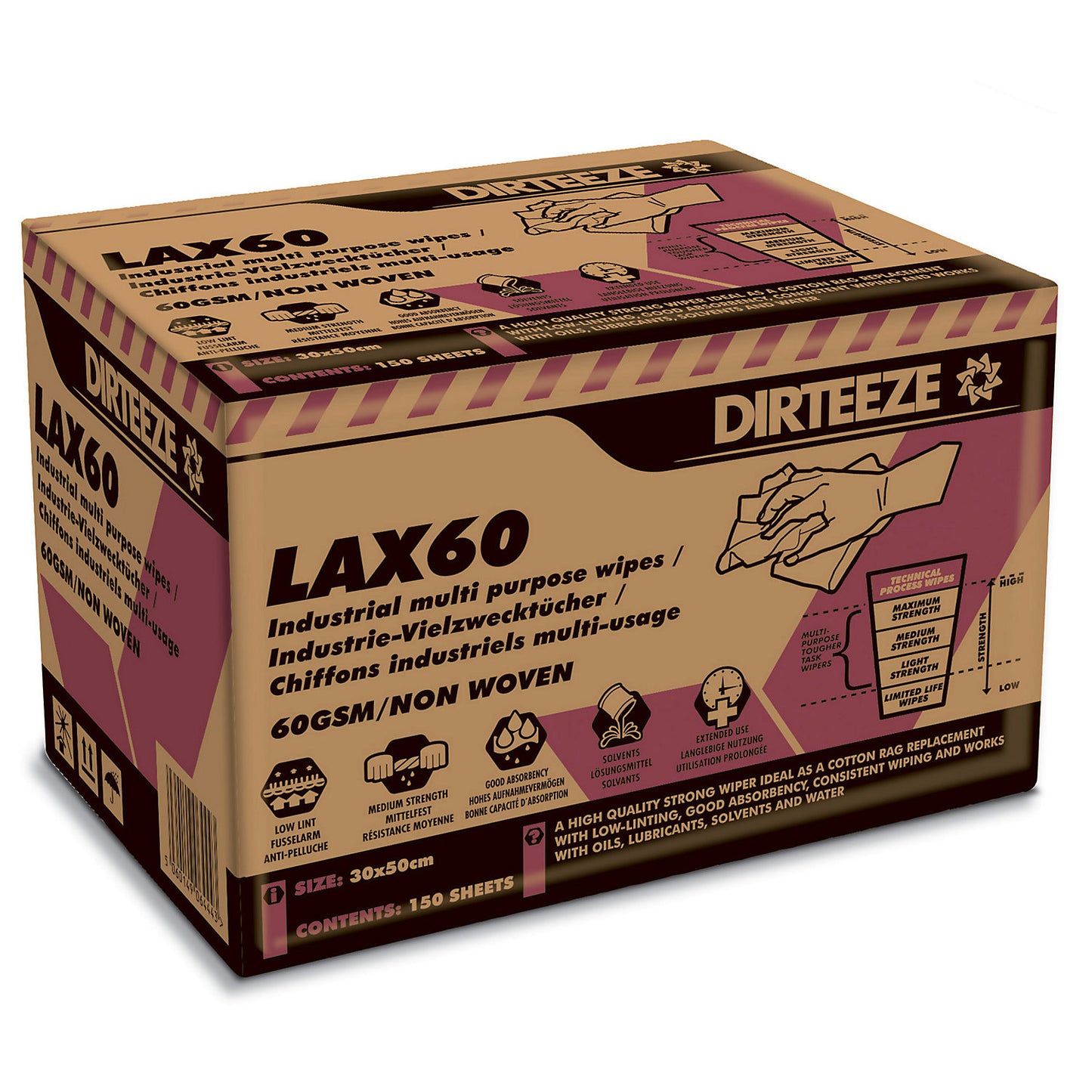 Cleaning cloths, WxL 300 x 500 mm, pack of 150, white, low fuzz.