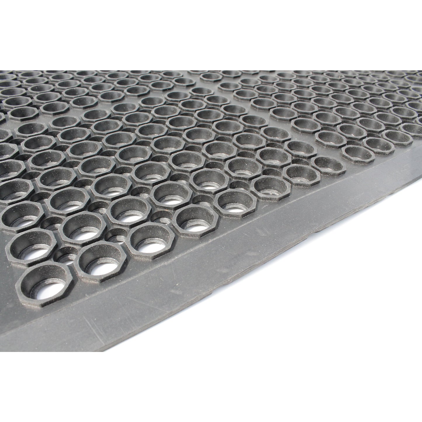 High Duty anti-fatigue matting, modular system, extends at one end panel.