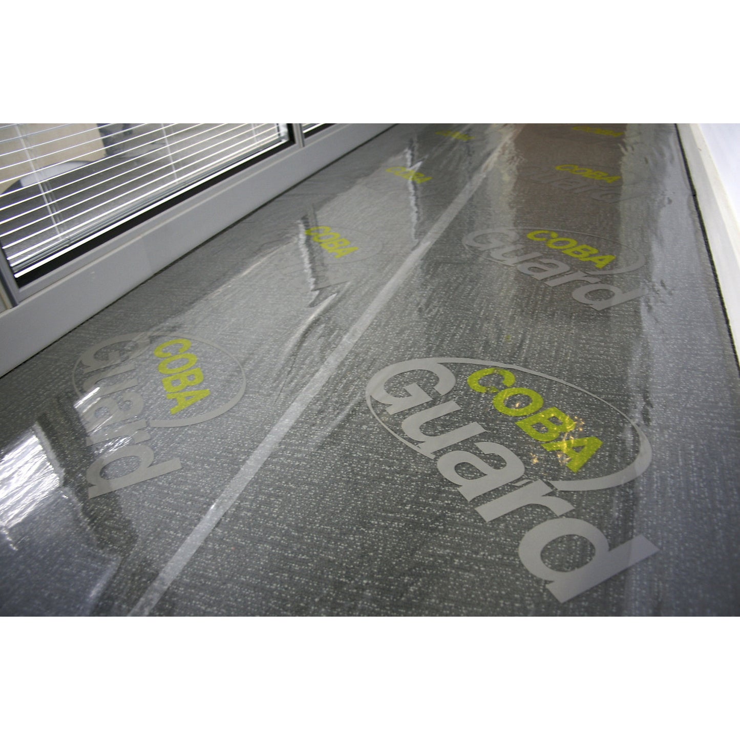 Floor protection film, self-adhesive, for soft floors, LxW 50 m x 1200 mm.