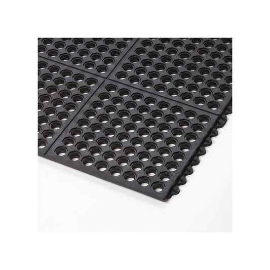 Cushion Ease™ perforated natural rubber plug-in system, LxWxH 910 x 910 x 19 mm, black.