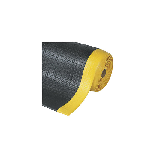 Diamond Sof-Tred™ workstation matting, width 910 mm, sold by the metre, black / yellow.