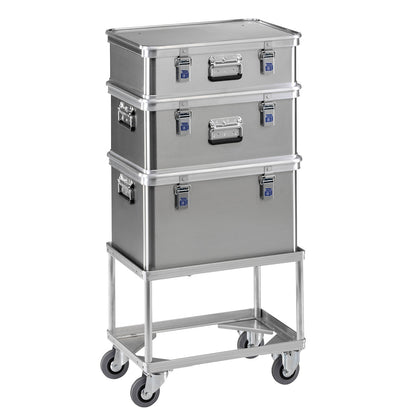 Aluminium dolly, loading height 440 mm, internal LxW 772 x 572 mm, without handle bar.