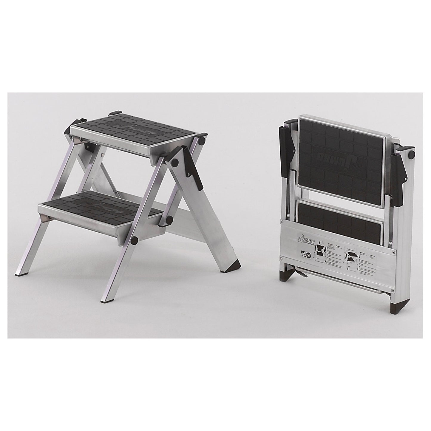 Aluminium folding steps, aluminium steps with PVC coating, without safety rail, 2 steps.