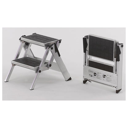 Aluminium folding steps, aluminium steps with PVC coating, without safety rail, 2 steps.