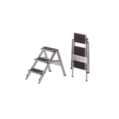 Aluminium folding steps, aluminium steps with PVC coating, without safety rail, 3 steps.