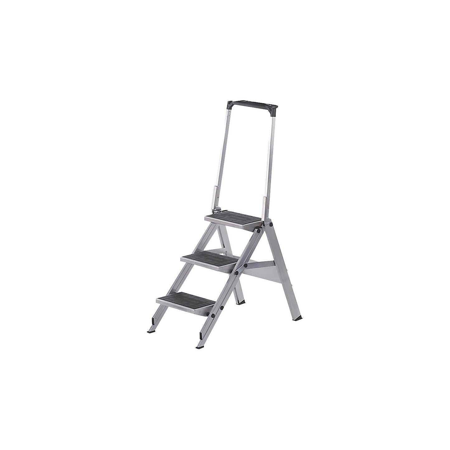 Aluminium folding steps, aluminium steps with PVC coating, with safety rail, 3 steps.