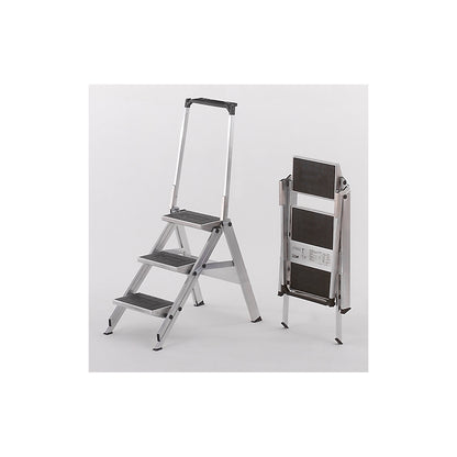 Aluminium folding steps, aluminium steps with PVC coating, with safety rail, 3 steps.