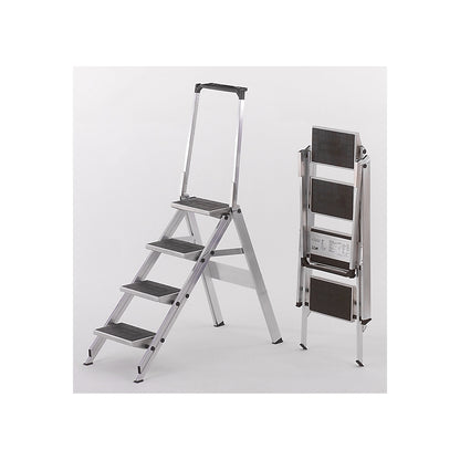 Aluminium folding steps, aluminium steps with PVC coating, with safety rail, 4 steps.