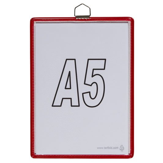Clear view pocket, for size A5, red, pack of 10.