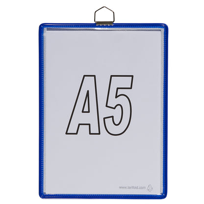 Clear view pocket, for size A5, blue, pack of 10.