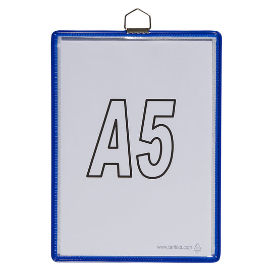 Clear view pocket, for size A5, blue, pack of 10.