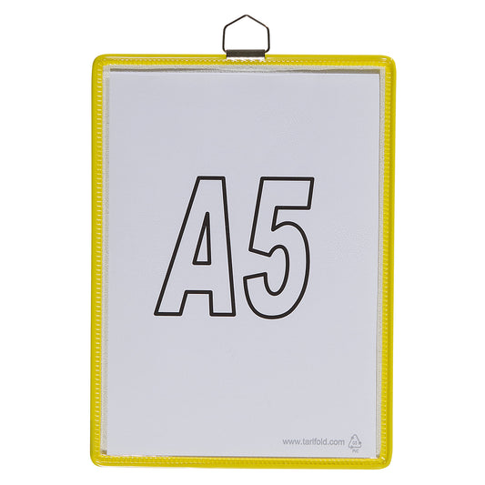 Clear view pocket, for size A5, yellow, pack of 10.