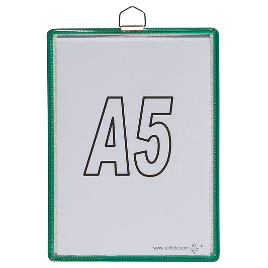Clear view pocket, for size A5, green, pack of 10.