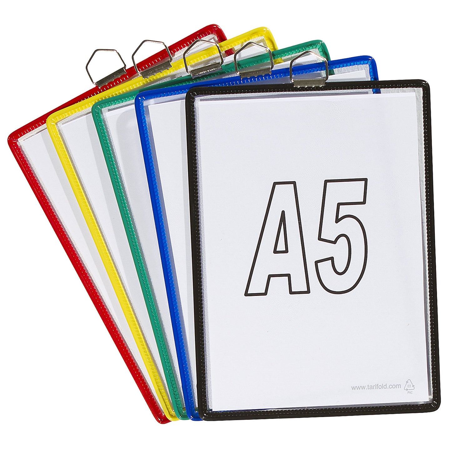 Clear view pocket, for size A5, assorted colours, pack of 10.
