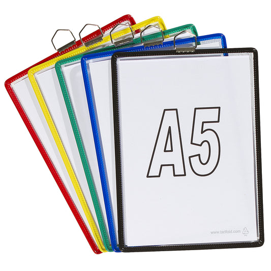 Clear view pocket, for size A5, assorted colours, pack of 10.