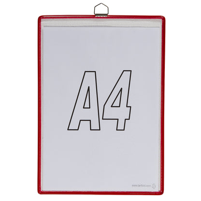 Clear view pocket, for size A4, red, pack of 10.