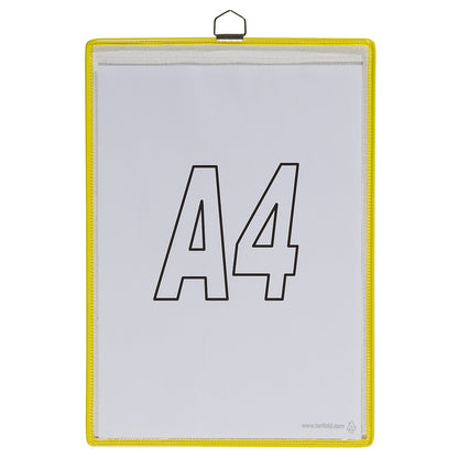 Clear view pocket, for size A4, yellow, pack of 10.