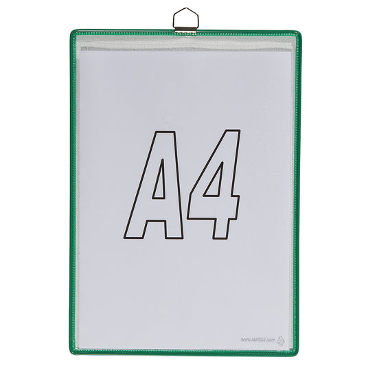 Clear view pocket, for size A4, green, pack of 10.