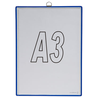 Clear view pocket, for size A3, blue, pack of 10.