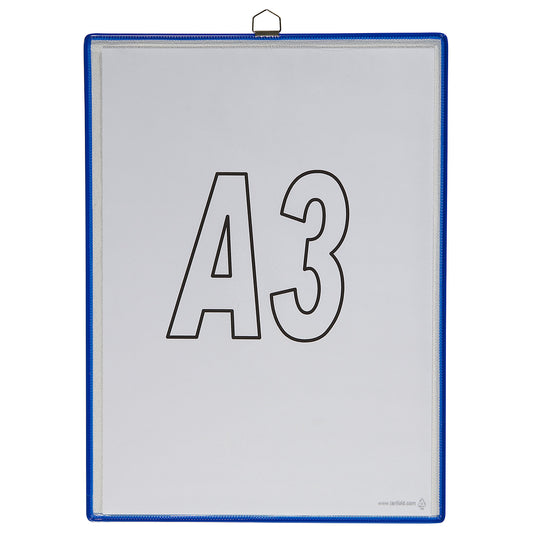 Clear view pocket, for size A3, blue, pack of 10.